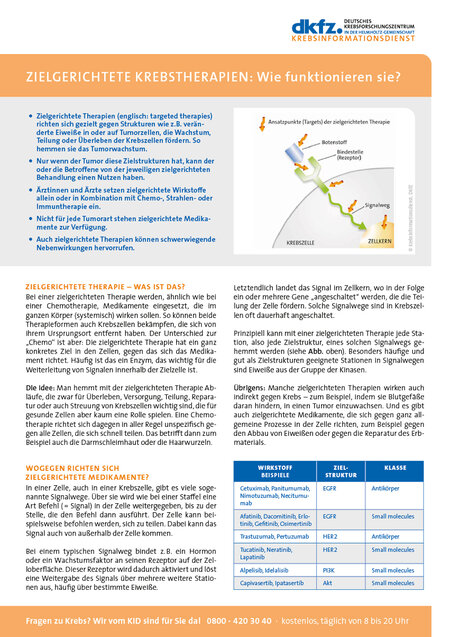 Informationsblatt "Zielgerichtete Krebstherapien: Wie funktionieren sie?"
