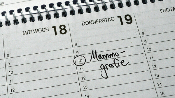 Terminkalender mit Mammografie-Eintrag