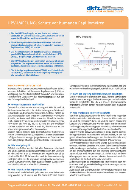Vorschau vom Informationsblatt "HPV-Impfung: Schutz vor humanen Papillomviren"