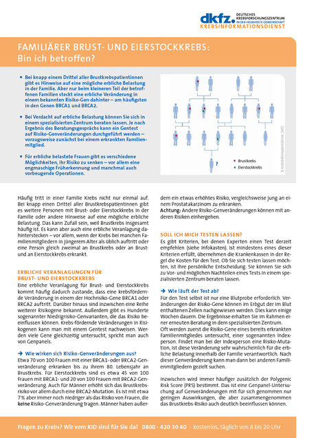 Informationsblatt "Familiärer Brust- und Eierstockkrebs"