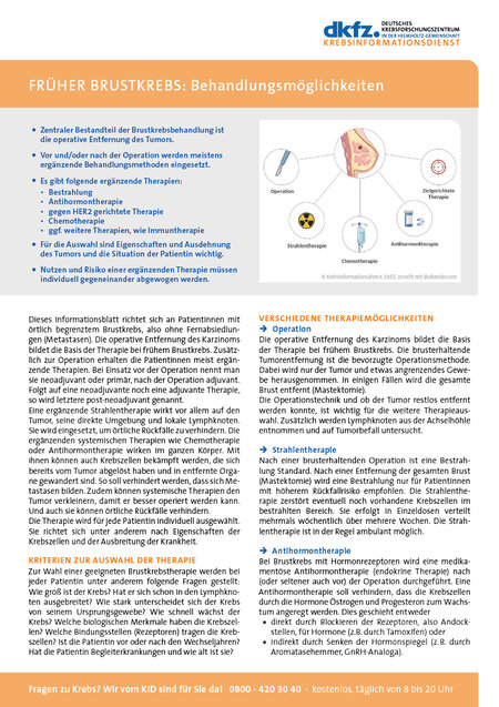 Vorschau vom Informationsblatt "Früher Brustkrebs: Behandlungsmöglichkeiten"