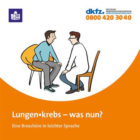 Titelseite der Broschüre "Lungen•krebs – was nun? Eine Broschüre in Leichter Sprache"